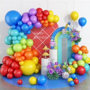 rainbow balloon arch kit, rainbow birthday balloons blue yellow orange purple red green 5 10 18 inch colorful party balloons garland kit for baby shower decorations birthday wedding graduation party