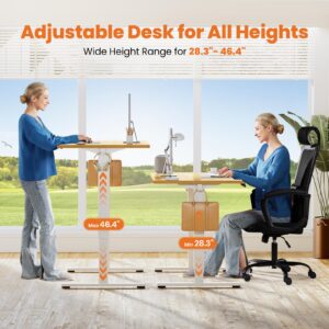 Sweetcrispy Electric Standing Desk Adjustable Height, 40 x 24 inch Stand up Sit Stand Desk with Spliced Board, Ergonomic Home Office Rising Table Computer Workstation Gaming Work Desk, Oak