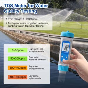 YIFAN pH Meter and EC Tester, Bluetooth Hydroponics EC PPM Meter, 6-in-1 DWC pH EC TDS Meter Digital Water Tester with ATC for Hydroponics Growing System, Agricultural Irrigation, Ponds, Aquarium