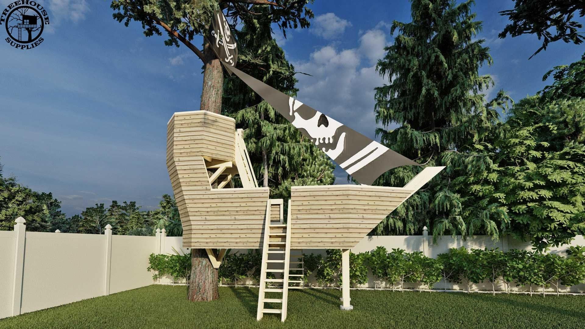 The Pirate Ship © 1 Tree 2 Post Treehouse Plan