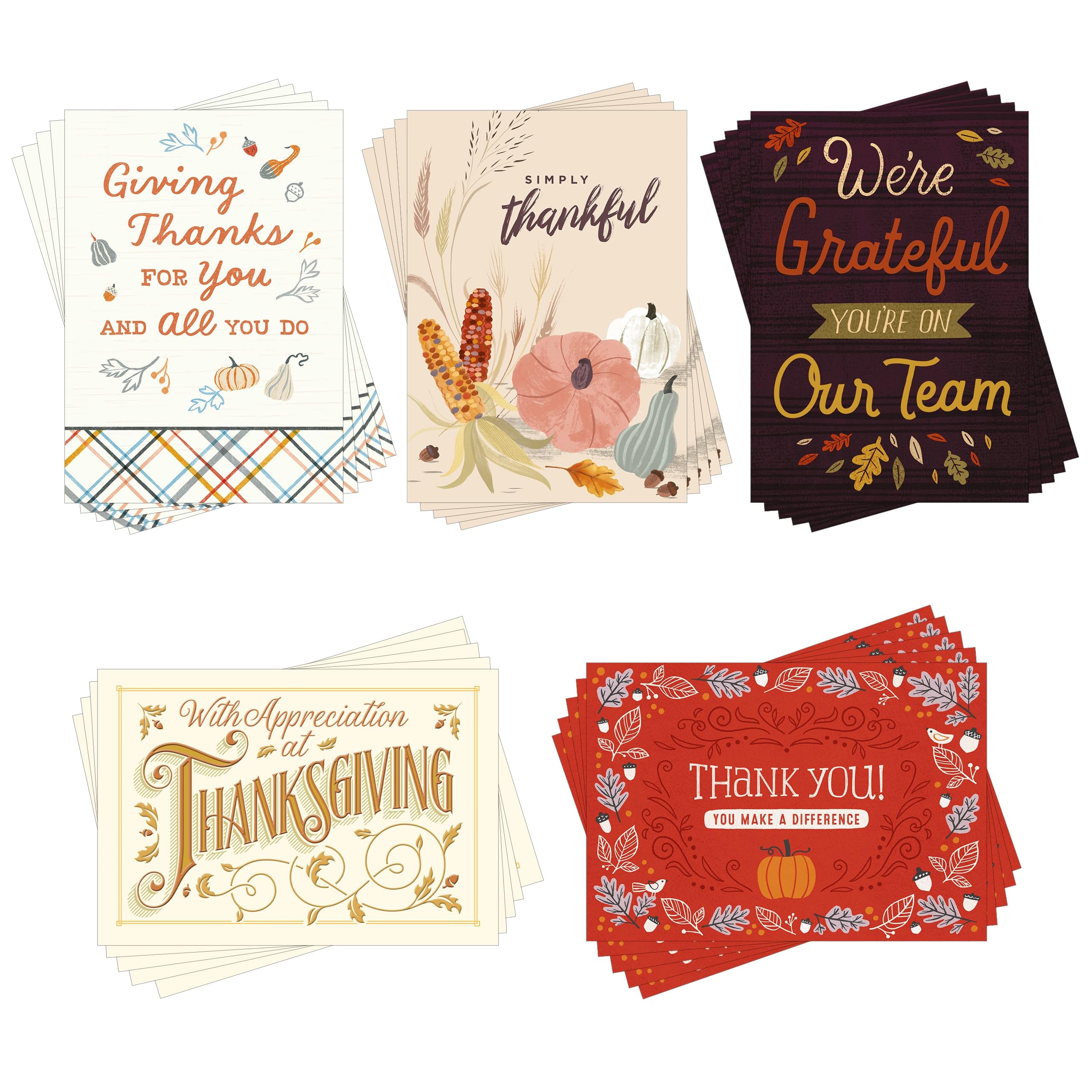 Hallmark Business 25 Pack Bulk Assorted Employee Thanksgiving Cards (Appreciation)