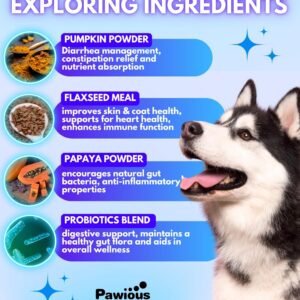 Probiotics for Dogs - Digestive Enzymes Gut Flora, Digestive Health, Immune System - Diarrhea Support, Itchy Skin, Allergies - Pumpkin, Flaxseed Meal, Papaya Powder - Probiotic Chews for Dogs