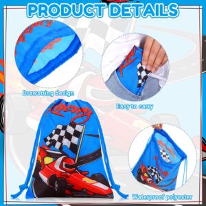 Paterr 24 Pcs Race Car Party Favor Goodie Bags Racing Drawstring Bags Race Car Gift Bags Candy Treat Bags for Boys Car Theme Birthday Baby Shower Decor Supplies, 7.09 x 5.12 Inches