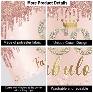 Rose Gold 60th Birthday Banner Party Decorations for Women, Pink Rose Gold 60 & Fabulous Happy 60th Birthday Banner Party Supplies, Sixty Years Old Bday Background Photo Sign for Indoor Outdoor