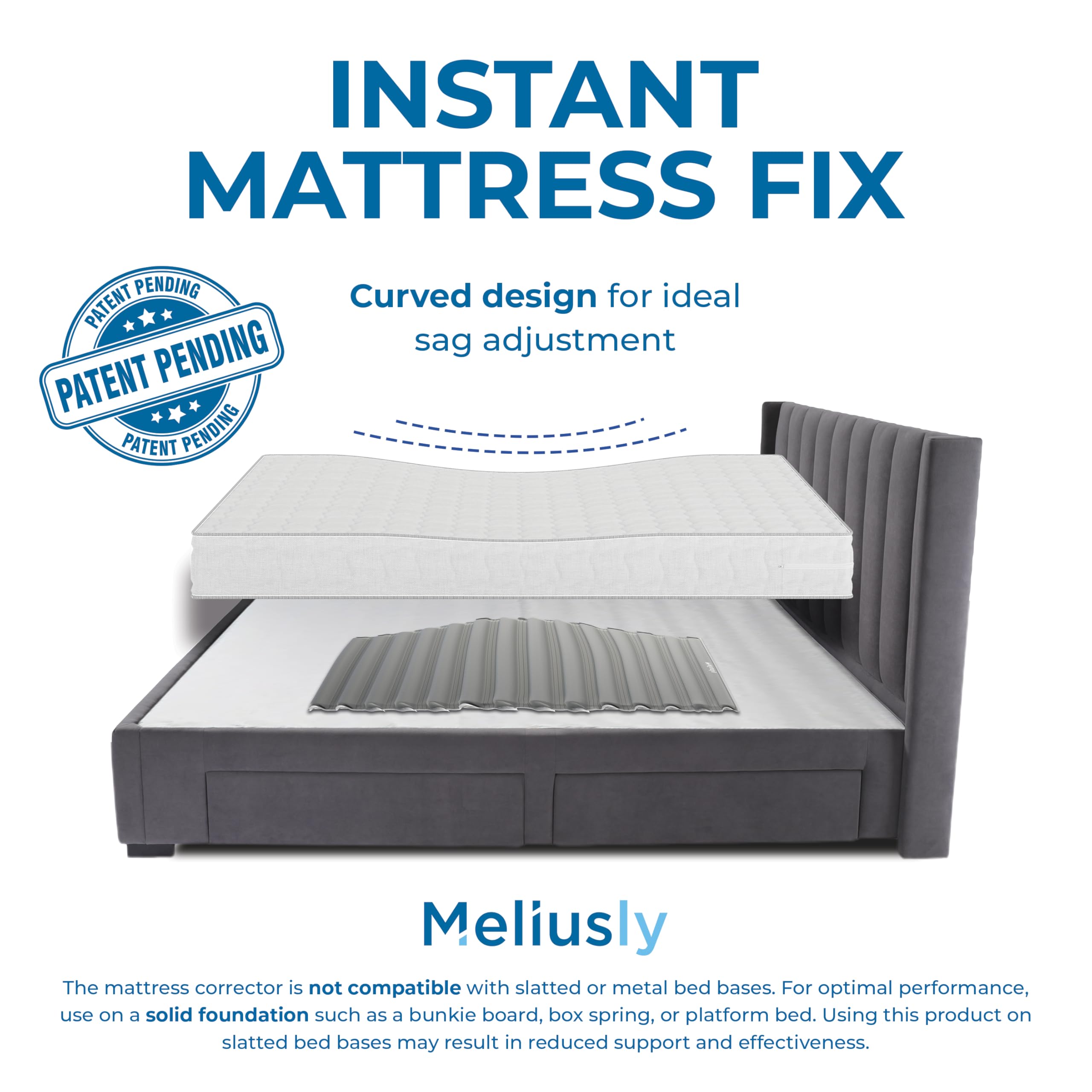 Meliusly Sagging Mattress Support Pad (47x35'' - Large) Patent Pending Mattress Firming Pad to Make Mattress Firmer - Saggy Bed Mattress Sag Support Board - Sinking Mattress Fix Firm Insert