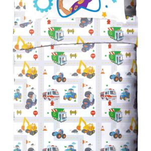 Jay Franco Blippi & Meekah Trucks Sheet Set - Toddler Size Sheet Set - Super Soft Kids Cartoon Vehicles 3 Piece Bedding Set - Microfiber Sheets