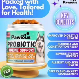 Probiotics for Dogs - Digestive Enzymes Gut Flora, Digestive Health, Immune System - Diarrhea Support, Itchy Skin, Allergies - Pumpkin, Flaxseed Meal, Papaya Powder - Probiotic Chews for Dogs