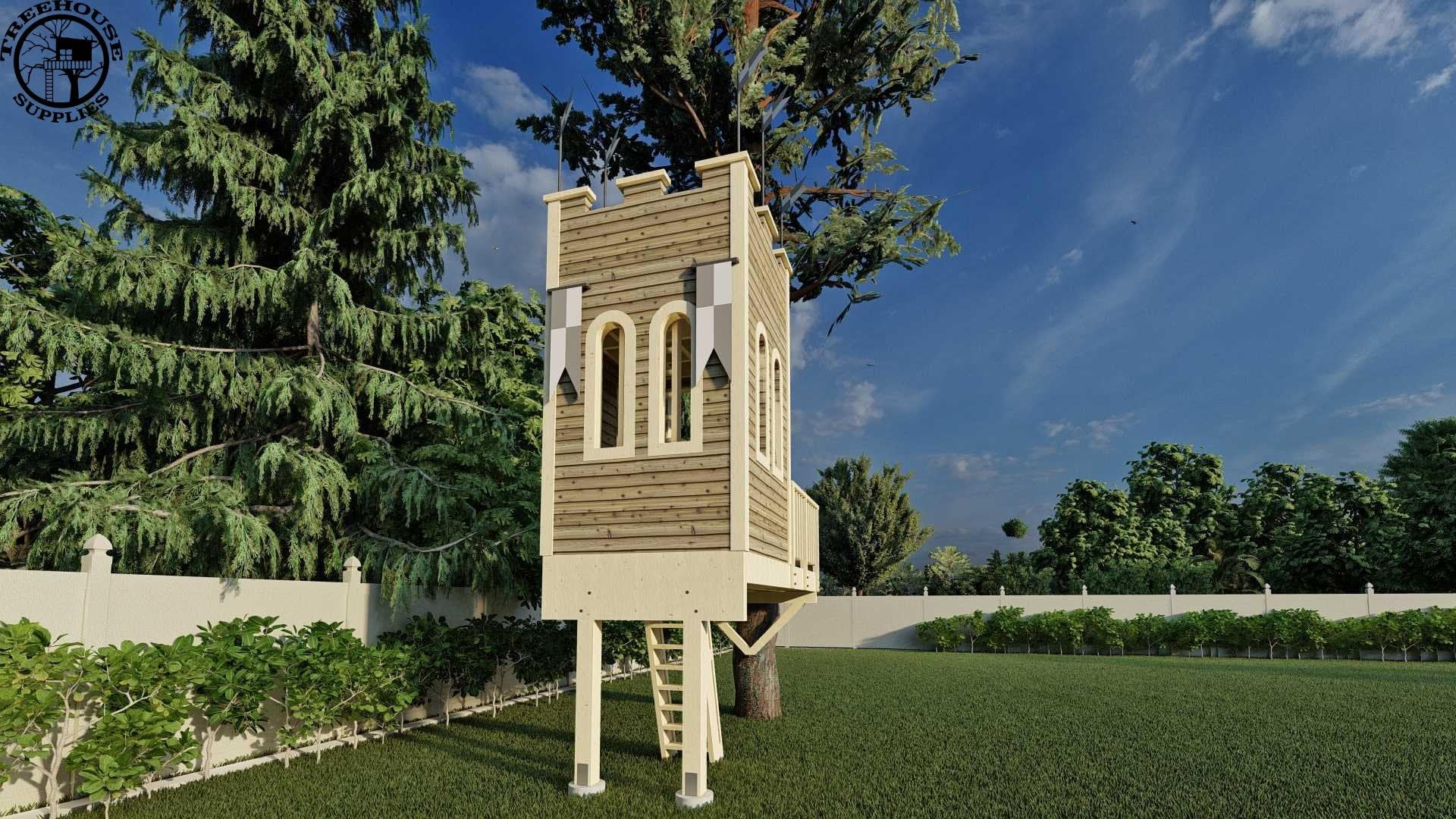 The Enchanted Castle © 1 Tree 2 Post Treehouse Plan