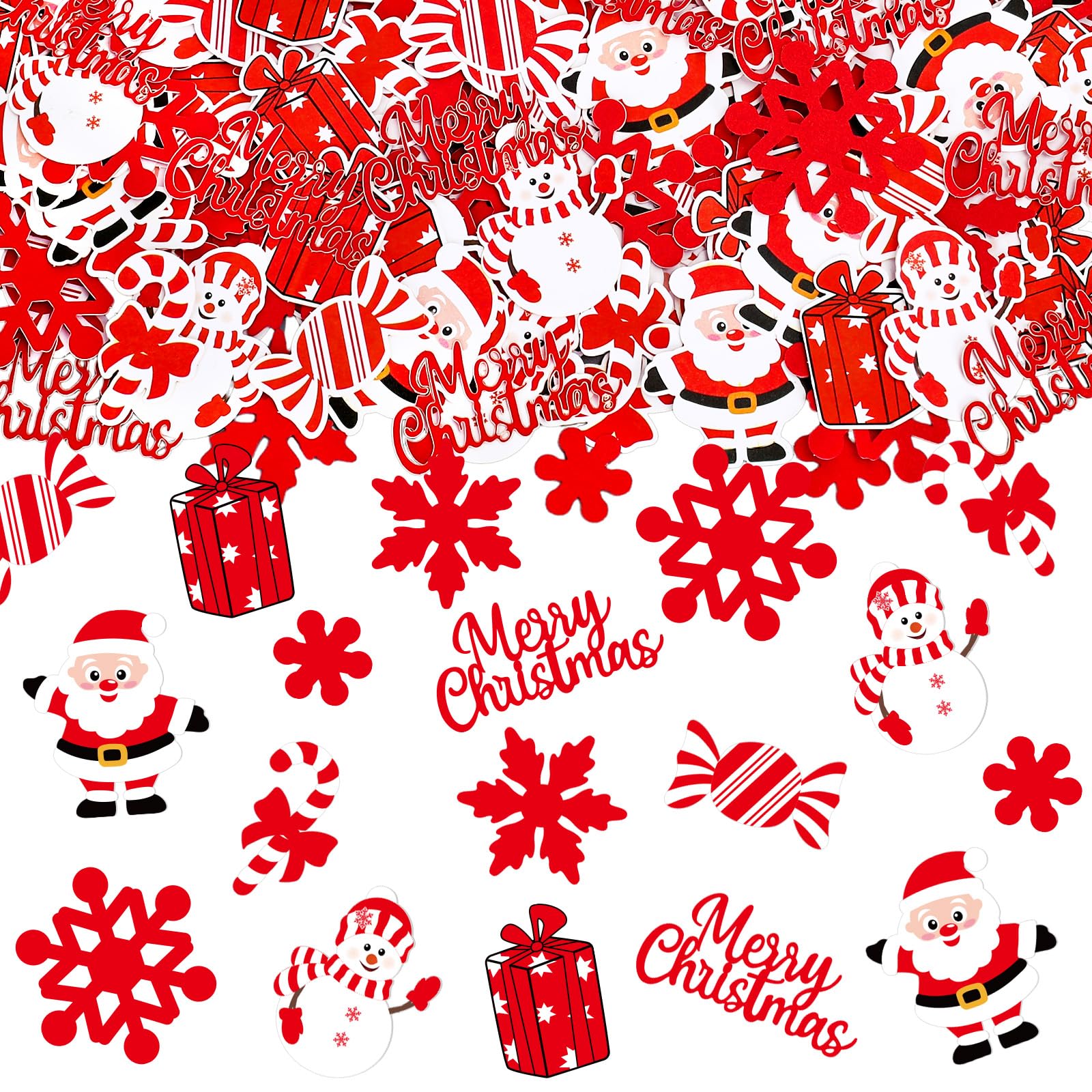 Whaline 270Pcs Christmas Confetti Red Santa Snowflake Snowman Paper Confetti Merry Xmas Table Confetti Decoration for Winter Holiday Baby Shower Birthday Party Supplies DIY Crafting