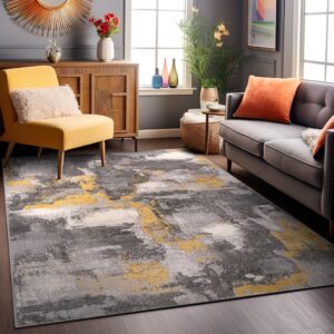 rugshop brighton modern abstract stain resistant soft area rug 5' x 7' yellow