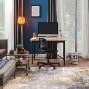 Rugshop Dublin Contemporary Abstract Stain Resistant Soft Area Rug 7'10" x 10' Yellow