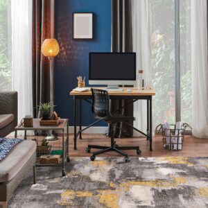 Rugshop Brighton Modern Abstract Stain Resistant Soft Area Rug 5' x 7' Yellow