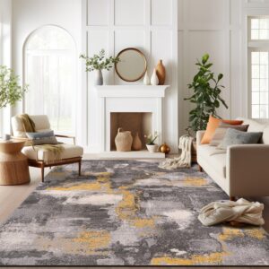 Rugshop Brighton Modern Abstract Stain Resistant Soft Area Rug 5' x 7' Yellow