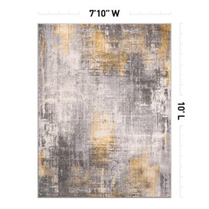 Rugshop Dublin Contemporary Abstract Stain Resistant Soft Area Rug 7'10" x 10' Yellow