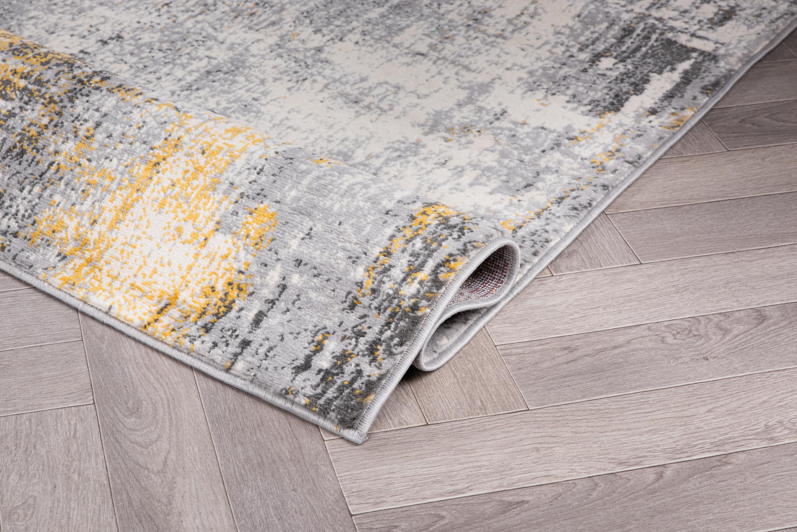 Rugshop Dublin Contemporary Abstract Stain Resistant Soft Area Rug 7'10" x 10' Yellow