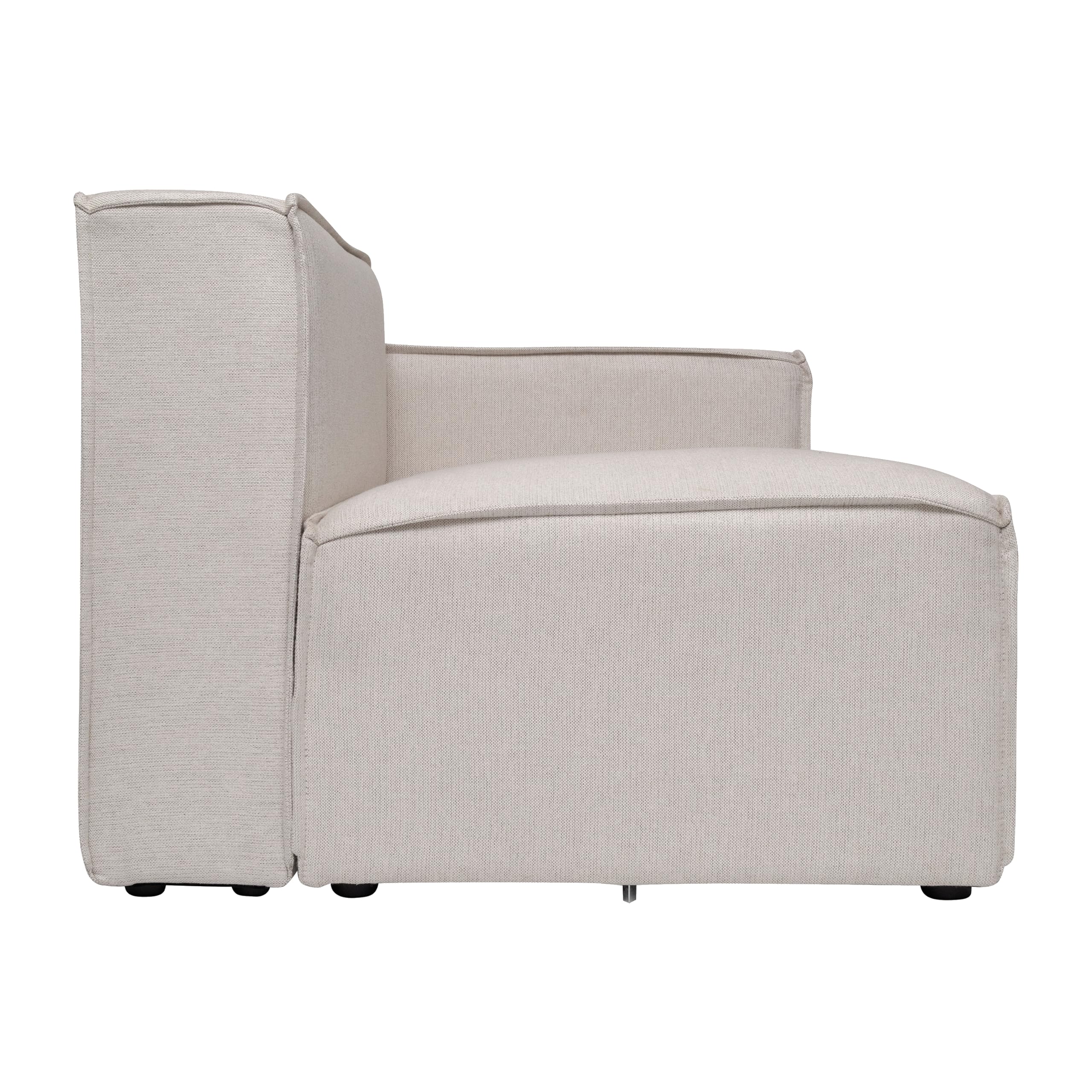 BizChair Fabric Right Chair Module for Sectional Sofa, Customizable Modular Couch Right Seat with Arm Rest, Cream