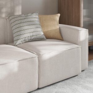 bizchair fabric right chair module for sectional sofa, customizable modular couch right seat with arm rest, cream