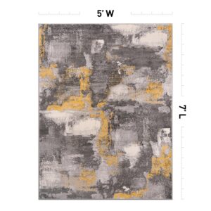 Rugshop Brighton Modern Abstract Stain Resistant Soft Area Rug 5' x 7' Yellow