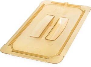 carlisle foodservice products storplus 1/3 size high heat food pan lid with molded handle for catering, buffets, restaurants, high heat plastic, amber