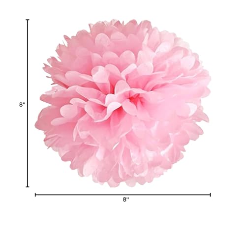 Hot Pink Tissue Paper Pom Poms Paper Flower Ball 12Pcs for Wedding ,Bachelorette, Baby Shower, Bridal Shower and Pink Party Decorations(8 &10 & 12 inch)