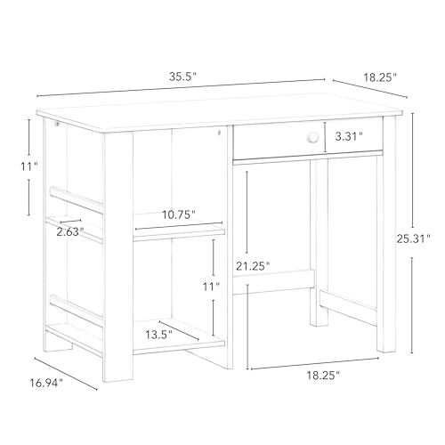 RiverRidge 2pc Kids Desk and Chair Set with Cubbies, Bookracks and Red, White with Black Bins