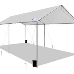 Outdoor Adjustable 10x20 ft Heavy Duty Carport, Grey