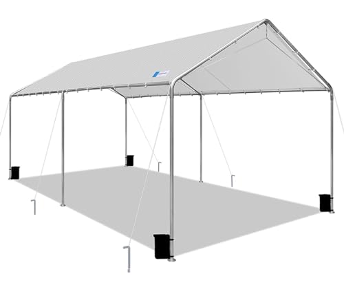 Outdoor Adjustable 10x20 ft Heavy Duty Carport, Grey