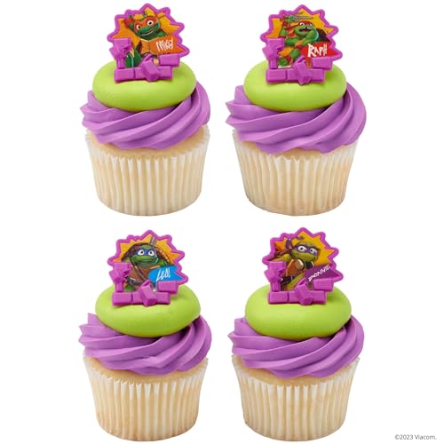 DecoPac Teenage Mutant Ninja Turtles Turtle Power Rings, Cupcake Decorations For Birthday Party, Cakes, And Celebrations - 24 Pack