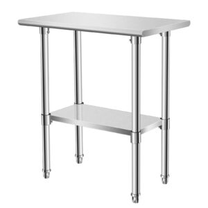 oukidr heavy duty food prep stainless steel table workbench with adjustable under shelf, commercial worktable for kitchen, restaurant, home and hotel,36 x 18 inch