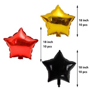 18 Inch Star Foil Balloons Gold Black Red, 30 Pcs Big Star Shape Mylar Balloon for Party Decorations Wedding Magical Prom Engagement Party Decoration