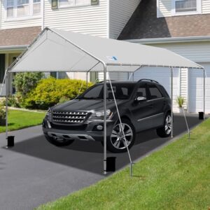 Outdoor Adjustable 10x20 ft Heavy Duty Carport, Grey