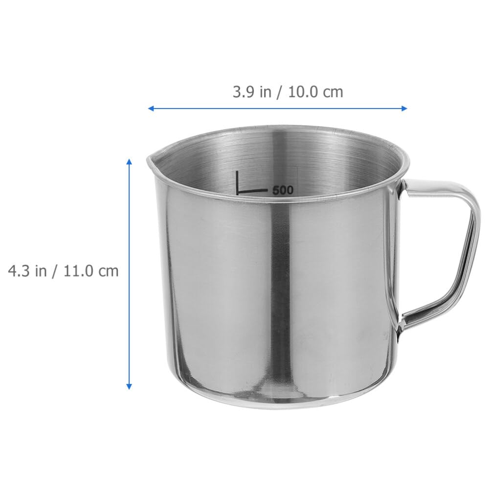 Mipcase Stainless Steel Beaker, 500ML Laboratory Beakers Lab Graduated Beaker with Handle Heat Tolerance Chemistry Lab Cups for Liquids Solids