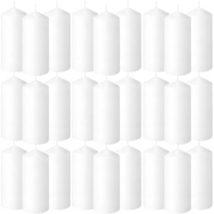 mtlee 20 pack unscented pillar candles 3 x 5 inch smokeless white candles long burning pillar candles clean dripless pillar candles for wedding birthday spa parties dinners home gatherings