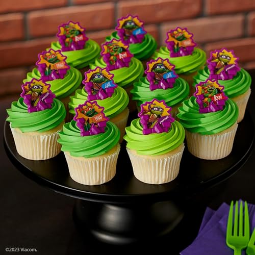 DecoPac Teenage Mutant Ninja Turtles Turtle Power Rings, Cupcake Decorations For Birthday Party, Cakes, And Celebrations - 24 Pack