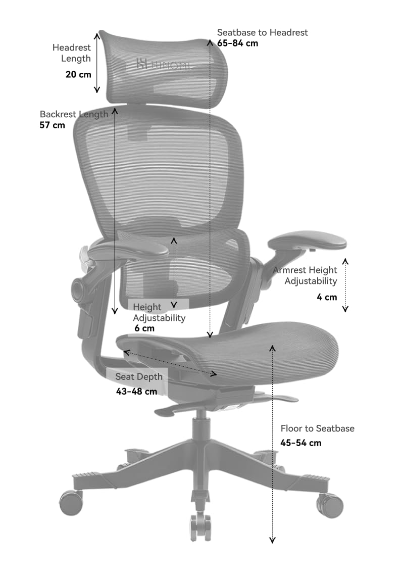 HINOMI H1 Classic V3 Ergonomic Office Chair with Lumbar Support - Comfy Computer Chair with Mesh, Home Office Desk Chair with Adjustable Arms, Comfortable Office Chair Back Support (with Headrest)