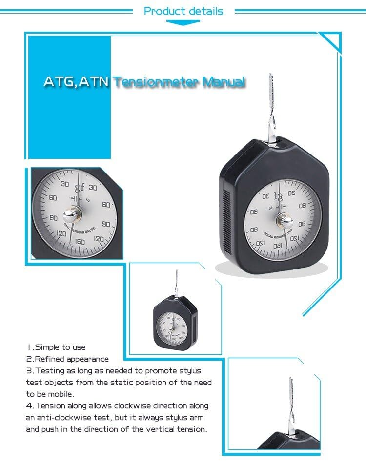 300G Orthodontic Tensile Gauge - Portable Durable Metal with LCD Display - Dial Tension Gauge for Relay Contacts and Spring Tension