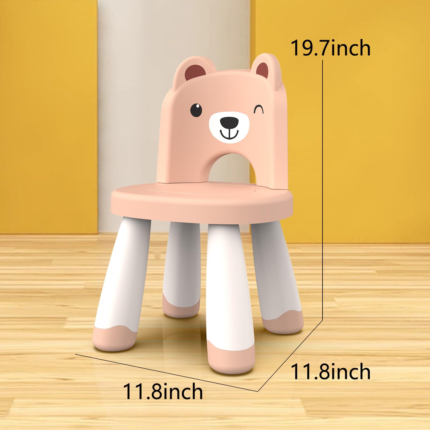 Tubasaya Kids Plastic Chair, Durable and Lightweight Kids Chair,11" H Seat, Indoor or Outdoor Use for Toddlers Boys Girls Birthday Gifts (Pink)