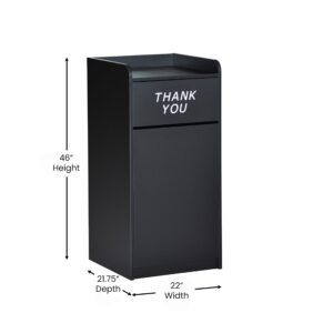 EMMA + OLIVER Sean Laminate Wood Tray-Top Trash Receptacle in Black