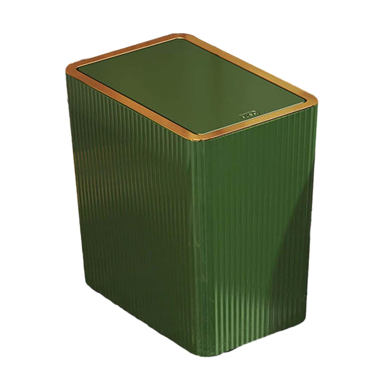 IEUDNS Narrow Garbage Can Kitchen Wastebasket with Press Type Lid Trash Can with Lids for Toilet Study Entryway Garage Laundry Room, 12L Green