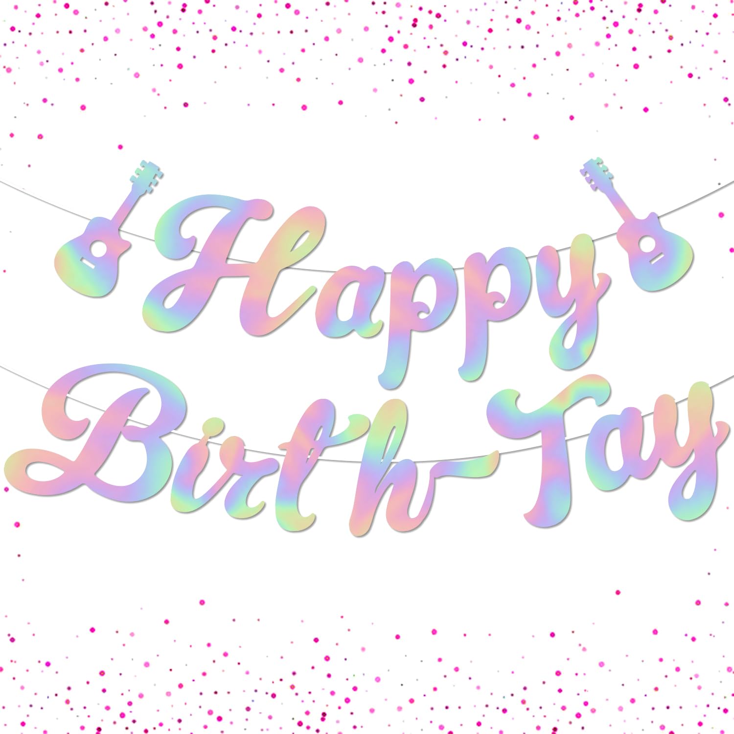 Birthday Decorations Happy Birth-Tay Banner, NO-DIY Birthday Banner, Glitter Laser Happy Birth-Tay Decorations for Girl Boys Birthday Party