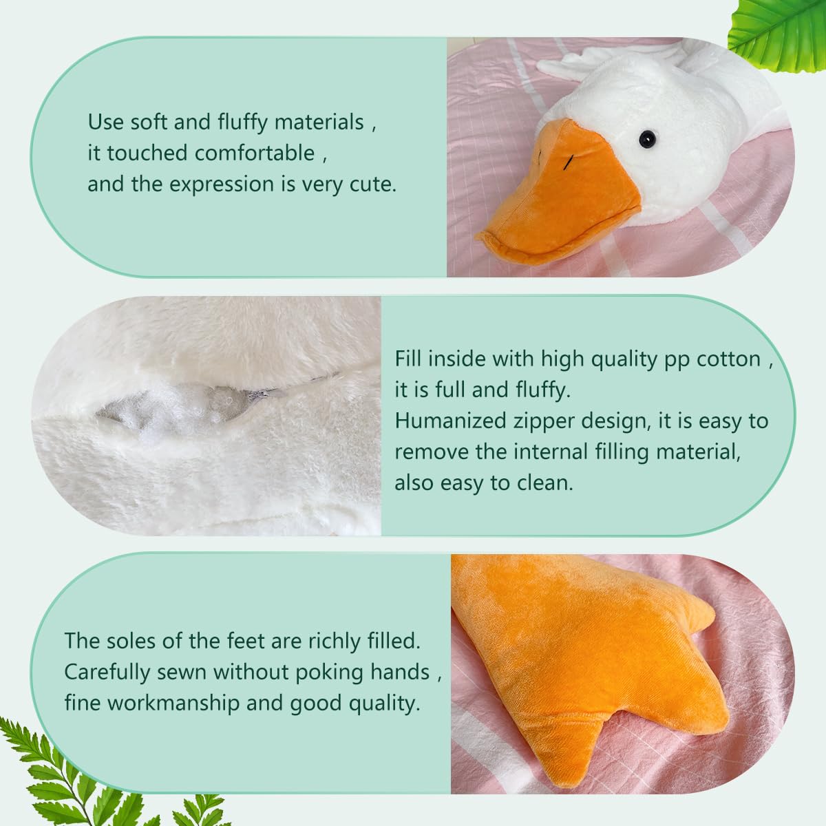 Haengbuk-Goose Stuffed Animal, 51.2in/130cm Giant Sleeping Hugging Pillow, Soft White Swan Plush Toy, Gift for Kids, Friends or Family