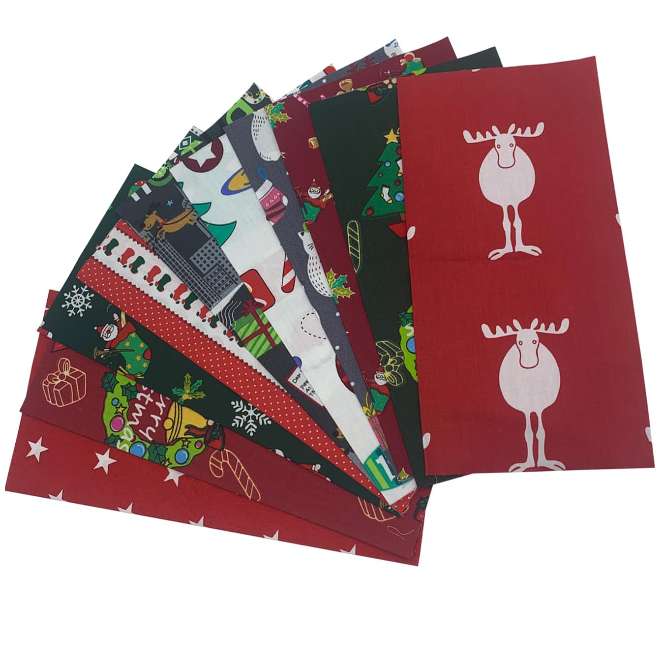 aufodara 10 Pieces Christmas Fabric Fat Quarters 9.8x9.8inch Cotton Quilting Fabric Bundles for DIY Christmas Sewing Patchwork (9.8x9.8inch - 10pcs, Christmas Patterns)