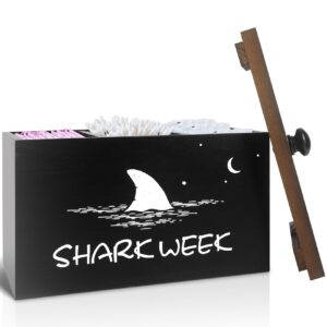 tampon holder for bathroom with lid tampon storage for shark week bathroom organizer feminine product caddy tampon case women pad organizer for bathroom tampon storage box bathroom decor box (black)