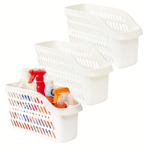 lufofox 3 pack under sink organizer with wheels pull out kitchen bathroom cabinet organizers and storage multi-purpose plastic organizer baskets for cleaning supplies, bottles