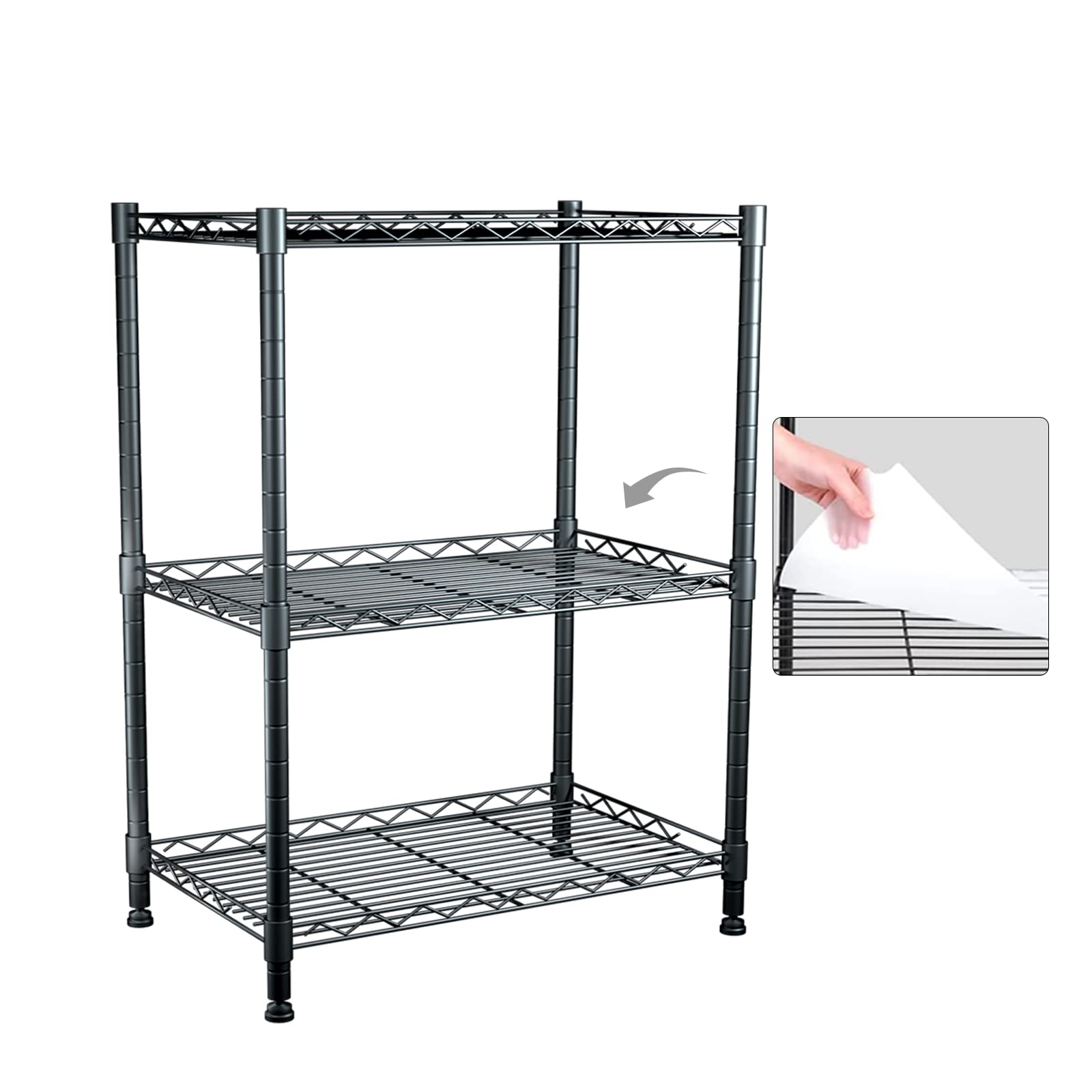 SsngygHme 3 Tier Shelves Storage, Wire Shelf Unit, Standing Adjustable Metal Shelves Organizer, Storage Racks for Restaurant Garage Pantry Kitchen Garage（Large，23.6" L x13.7 W x 35.5" H）…