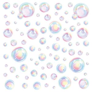 uonlytech bubble wall decal stickers, under the sea birthday party decor colour bubble ocean background water bath decor for mermaid baby shower