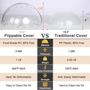 Flippable Microwave Splatter Cover,Microwave Cover for Food, Dish, Higher Microwave Plate Cover for Heating, Stay-Inside Splatter Guard for Microwave Oven, Innovative Lid-10.5 IN