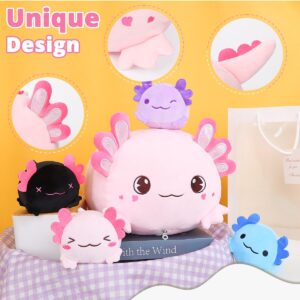 Alayger Plush Axolotl Pillow Mommy Stuffed Animal with 4 Babies Axolotls Plushies, Super Soft Kawaii Hugging Pillow Toy Gifts for Kids Bedding