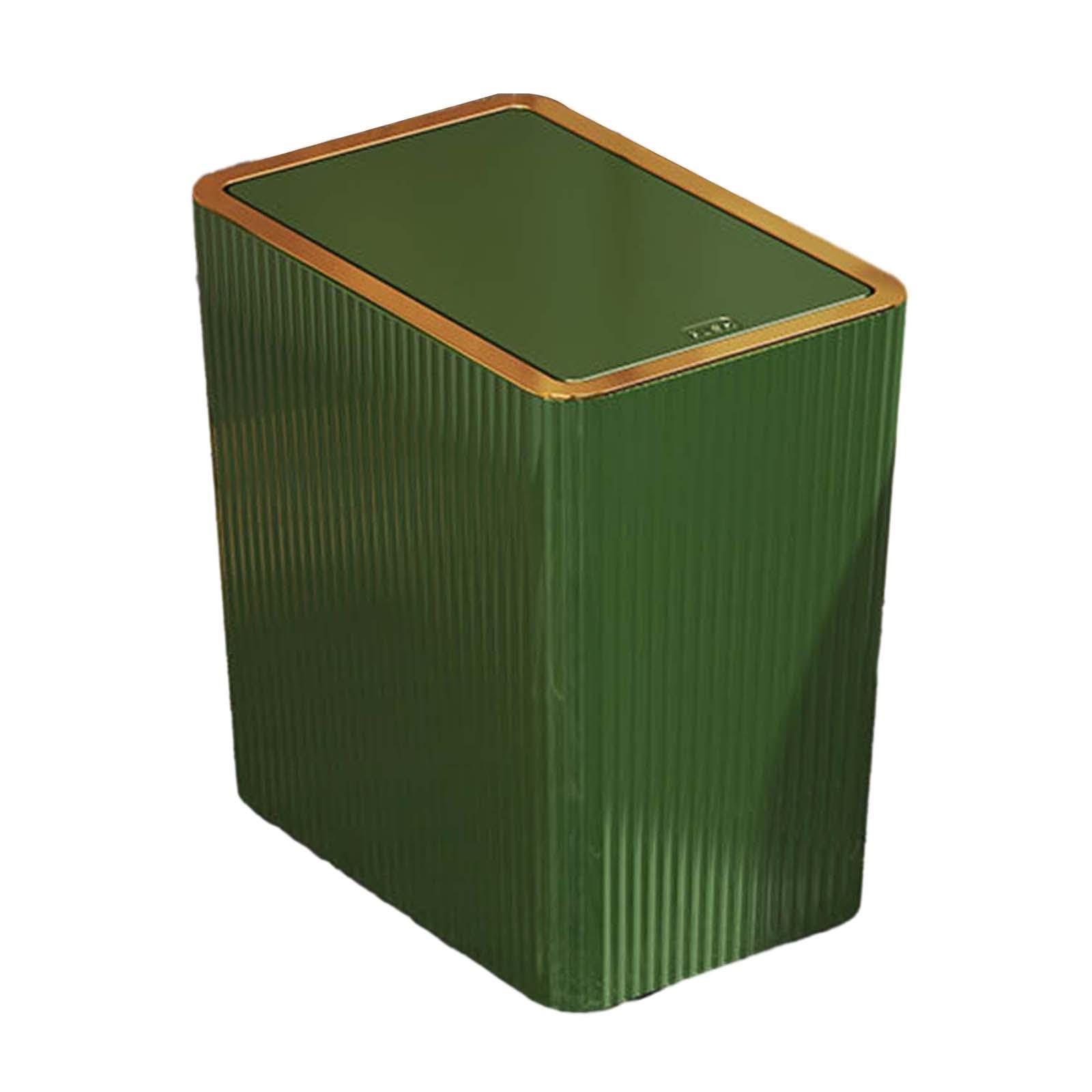 IEUDNS Narrow Garbage Can Kitchen Wastebasket with Press Type Lid Trash Can with Lids for Toilet Study Entryway Garage Laundry Room, 12L Green