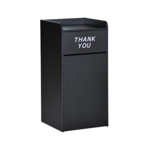 EMMA + OLIVER Sean Laminate Wood Tray-Top Trash Receptacle in Black